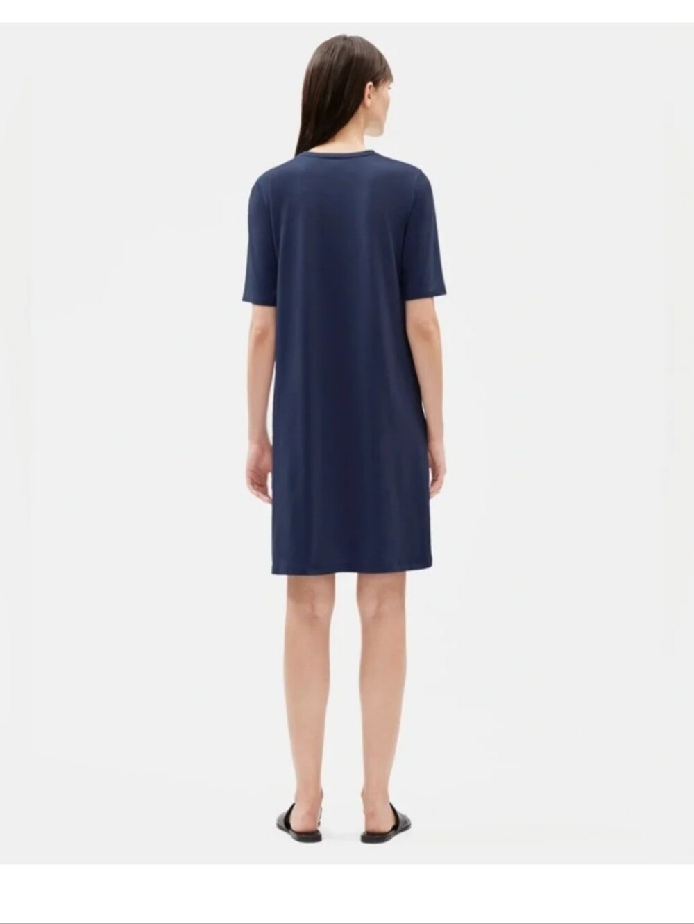 Eileen Fisher Nwt Organic Cotton Stretch V-Neck Dress Size Small - Picture 10 of 11